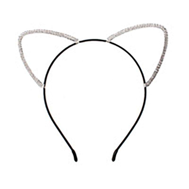 Rhinestone Studded Cat Ears Headband Headband Something Special LA hdy6716S Silver  