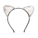 Cat Ear Headband with Wire and Stone Accent Headband Something Special LA hdy8768S Silver  
