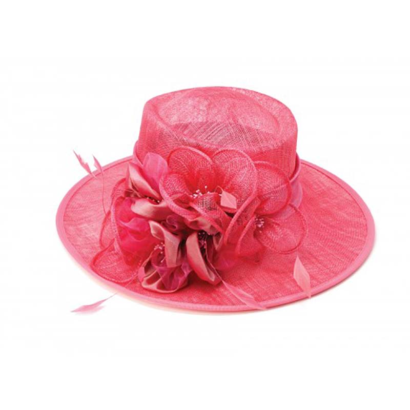 Pink Sinamay Dress Hat with Flower Blossom Kentucky Derby Collection SetarTrading Hats