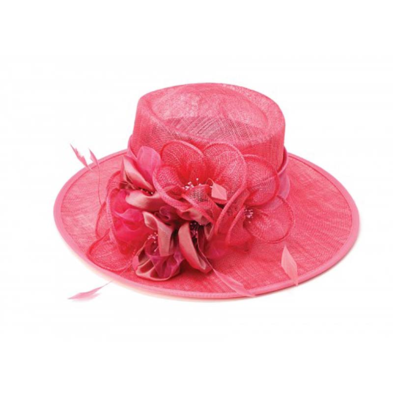 Pink Sinamay Dress Hat with Flower Blossom Dress Hat Something Special Hat hf2805pk Pink  