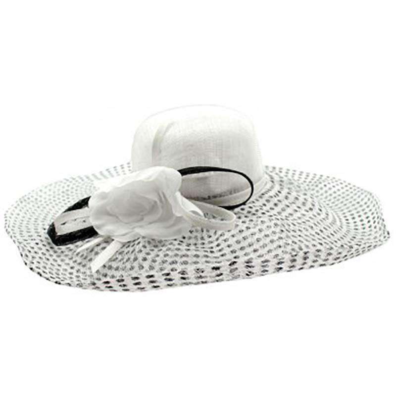 Polka Dot Brim Sinamay Dress Hat - Something Special Collection Dress Hat Something Special Hat hf2969wh White  