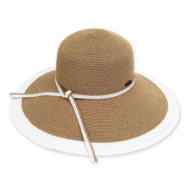 UV-Proof Hat Casual Linen Cotton Butterfly Knot Wide Brim Packable Sun Hat, Beige