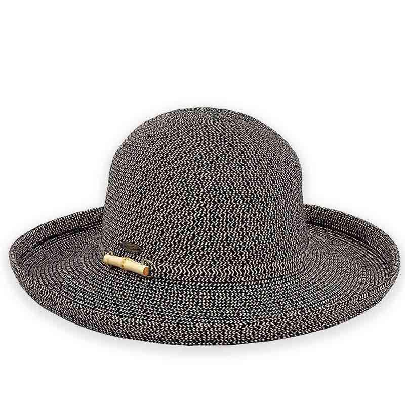 Bondi Up Turned Brim Sun Hat with Bamboo Detail - Sun 'N' Sand Hat Kettle Brim Hat Sun N Sand Hats hh516C bk Black Heather Medium (57 cm) 