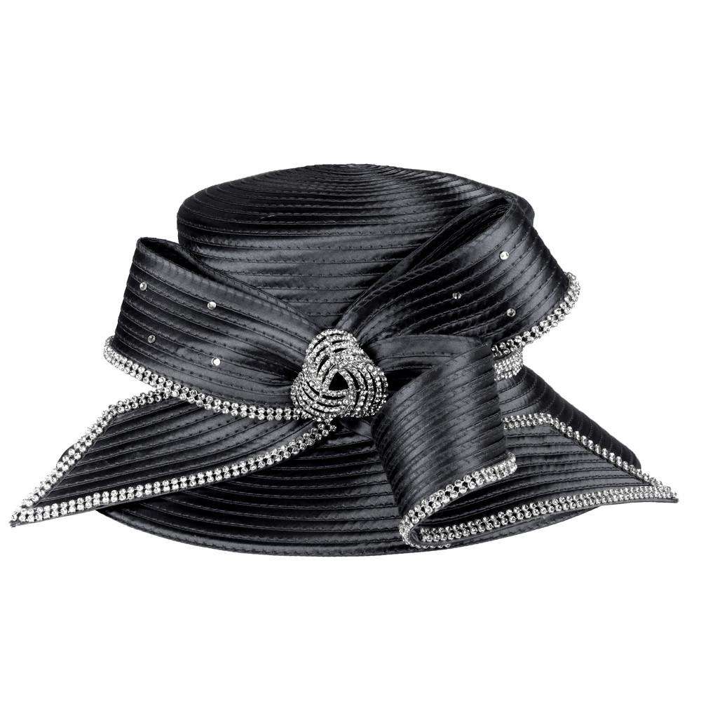 Rhinestone Embellished Bow Church Hat — SetarTrading Hats display picture 3