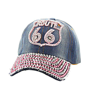 Denim Route 66 Baseball Cap Cap Something Special LA htc726pk Pink  