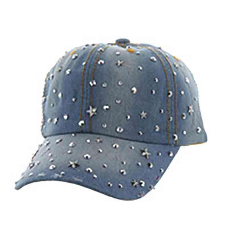 Star Studded Denim Baseball Cap Cap Something Special LA htc859ld Light Denim  