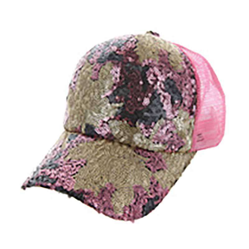 Maple Leaf Sequin Casual Cap for Women Cap Something Special LA HTC891PK Pink  