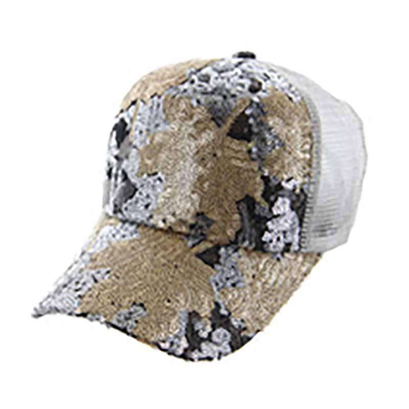 Maple Leaf Sequin Casual Cap for Women Cap Something Special LA HTC891SV Silver  