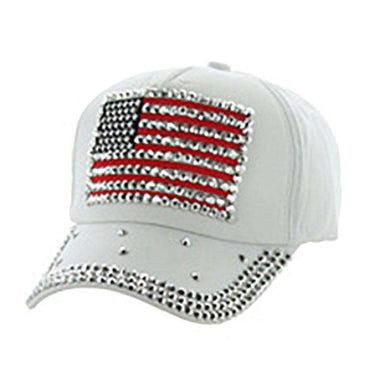 Studded US Flag Baseball Cap - Red, White and Blue Collection Cap Something Special LA htc900wh White  