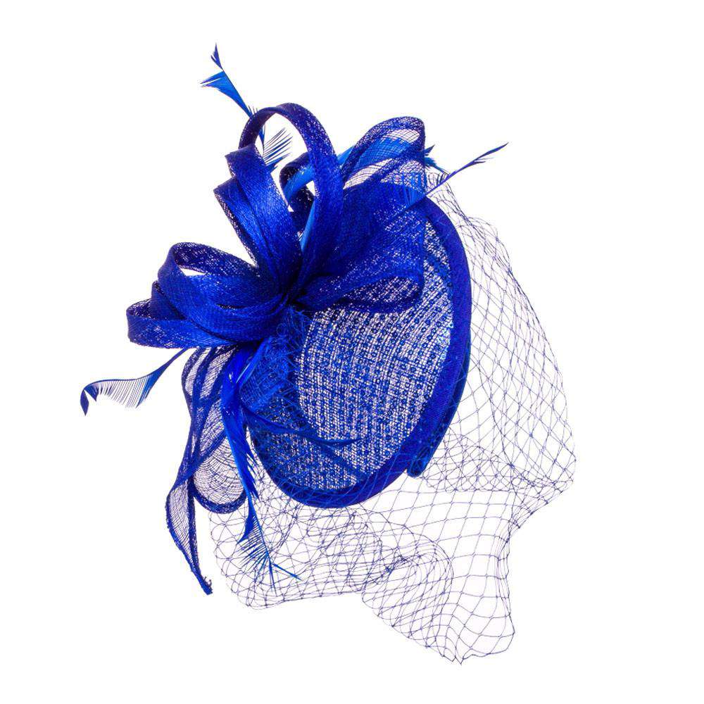 Lace Fascinator with Netting Veil Fascinator Something Special LA HTH1256RY Royal Blue  