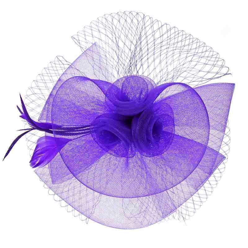 Round Mesh Flower Fascinator Fascinator Something Special LA HTH1293PP Purple  