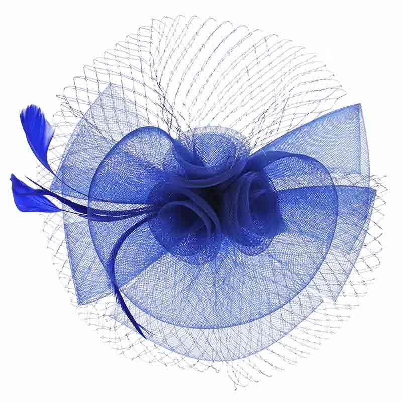 Round Mesh Flower Fascinator Fascinator Something Special LA HTH1293RB Royal Blue  
