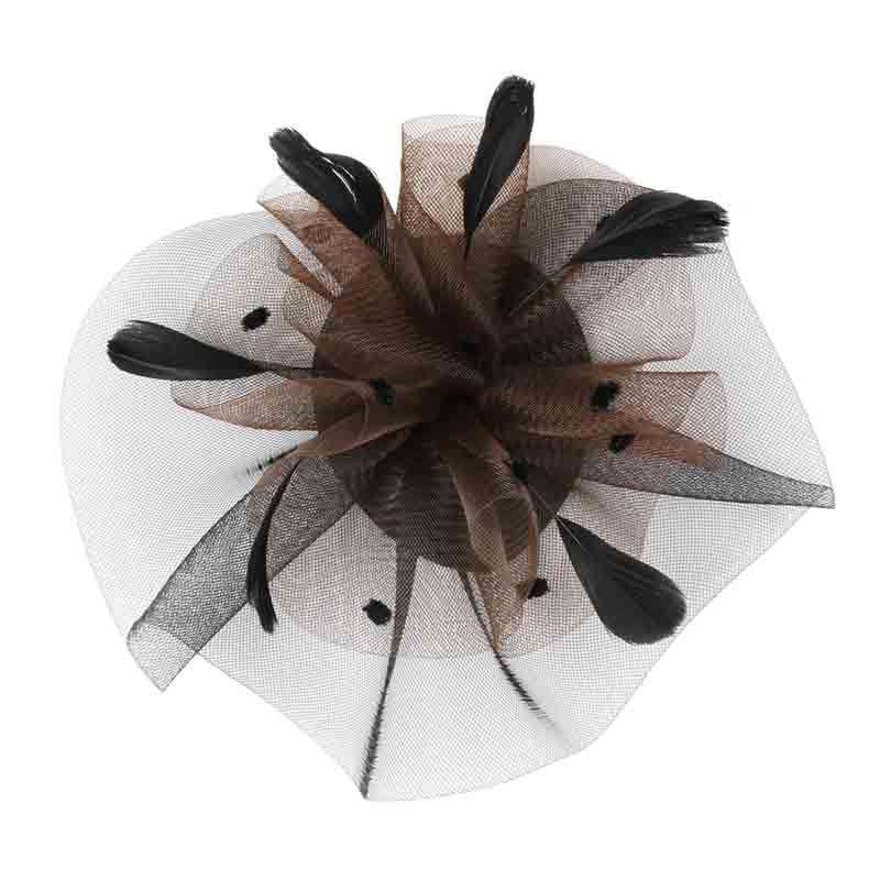 Dotted Ruffle Mesh Fascinator Fascinator Something Special LA hth1294BN Brown  