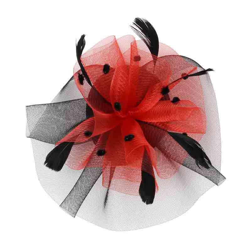 Dotted Ruffle Mesh Fascinator Fascinator Something Special LA hth1294RD Red  
