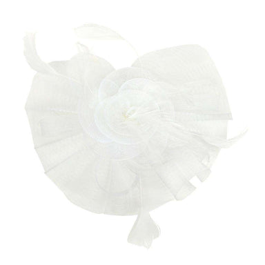 Ruffle Mesh Flower Fascinator Fascinator Something Special LA HTH1295WH White  