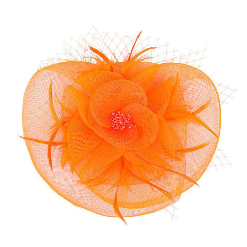 Round Mesh Flower and Netting Fascinator Fascinator Something Special LA HTH1297OR Orange  