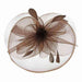 Ruffle Mesh with Feather Fascinator - 9 Beautiful Colors Fascinator Something Special LA hth1299BN Brown  