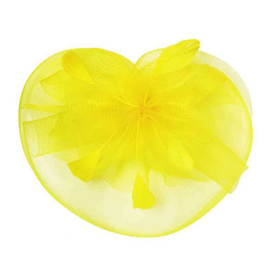 Ruffle Mesh with Feather Fascinator - 9 Beautiful Colors Fascinator Something Special LA hth1299YW Yellow  