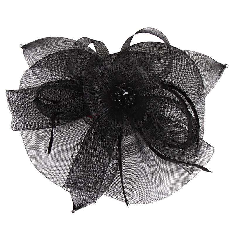 Round Mesh with Feather Fascinator Fascinator Something Special LA    