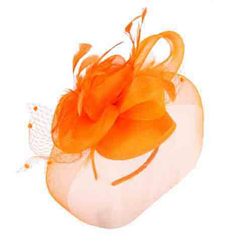 Mesh Veil Fascinator - Sophia Collection Fascinator Something Special LA HTH1301or Orange  