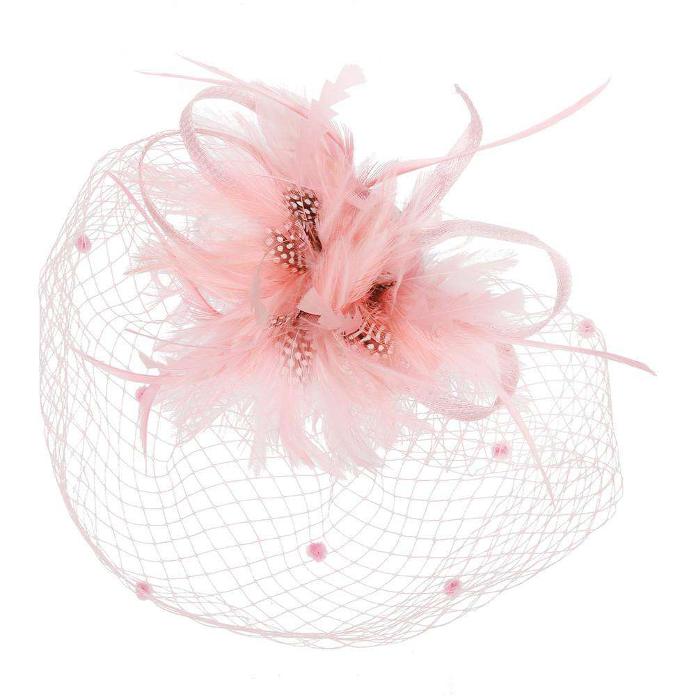 Feather Flower with Veil Fascinator Fascinator Something Special LA Fhth1309PK Pink  