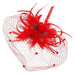 Feather Flower with Veil Fascinator Fascinator Something Special LA Fhth1309RD Red  