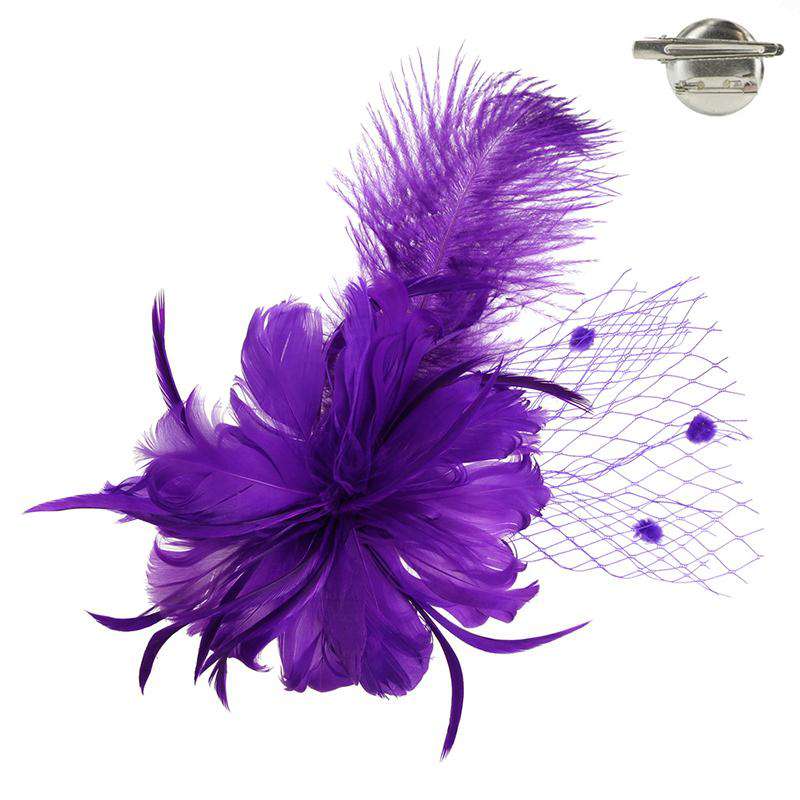 Long Feather Fascinator - Brooch Clip Fascinator Something Special LA hth1313pp Purple  