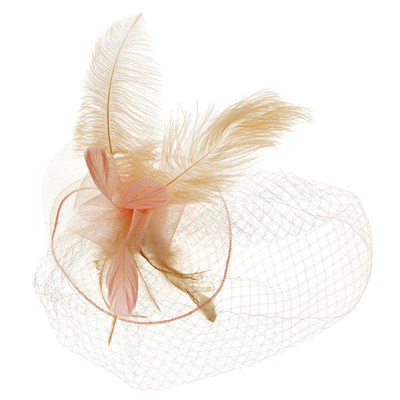 Large Feather Veil Fascinator Fascinator Something Special LA Fhth2023PH Peach  
