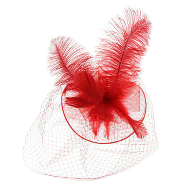 Large Feather Veil Fascinator Fascinator Something Special LA Fhth2023RD Red  