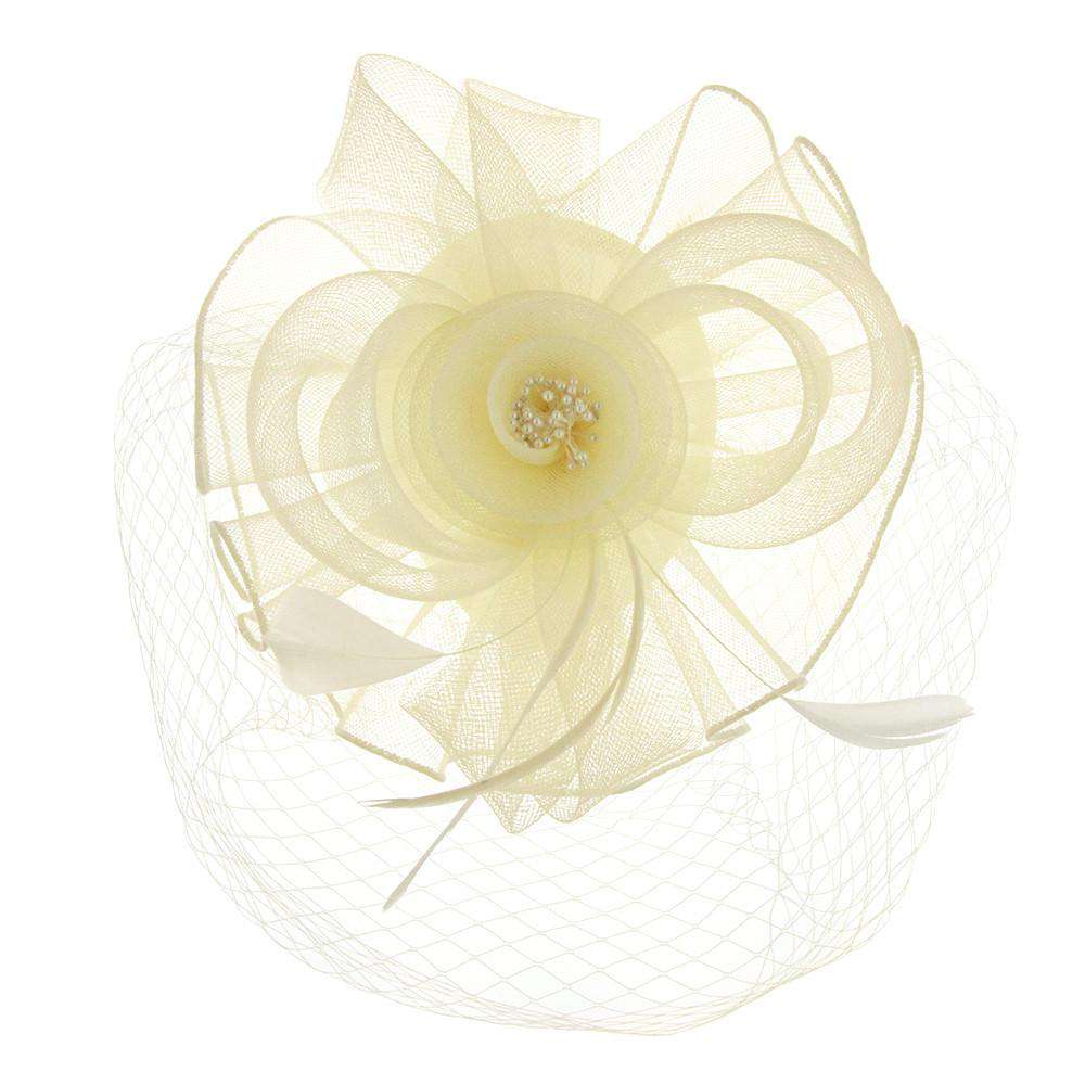 Ruffle Mesh Center Flower Fascinator, Fascinator - SetarTrading Hats 