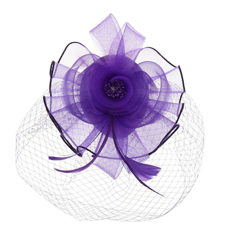 Ruffle Mesh Center Flower Fascinator, Fascinator - SetarTrading Hats 