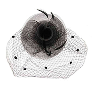 Dotted Netting Veil Spiral Flower Fascinator, Fascinator - SetarTrading Hats 