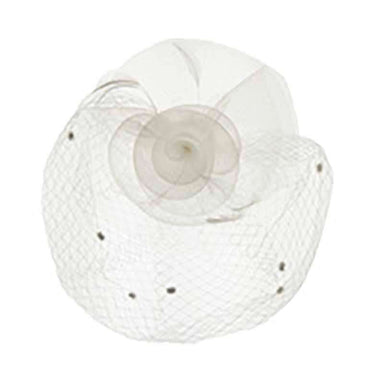 Dotted Netting Veil Spiral Flower Fascinator Fascinator Something Special LA HTH2118WH White  