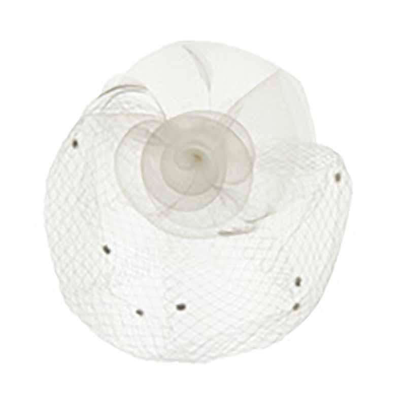Dotted Netting Veil Spiral Flower Fascinator, Fascinator - SetarTrading Hats 