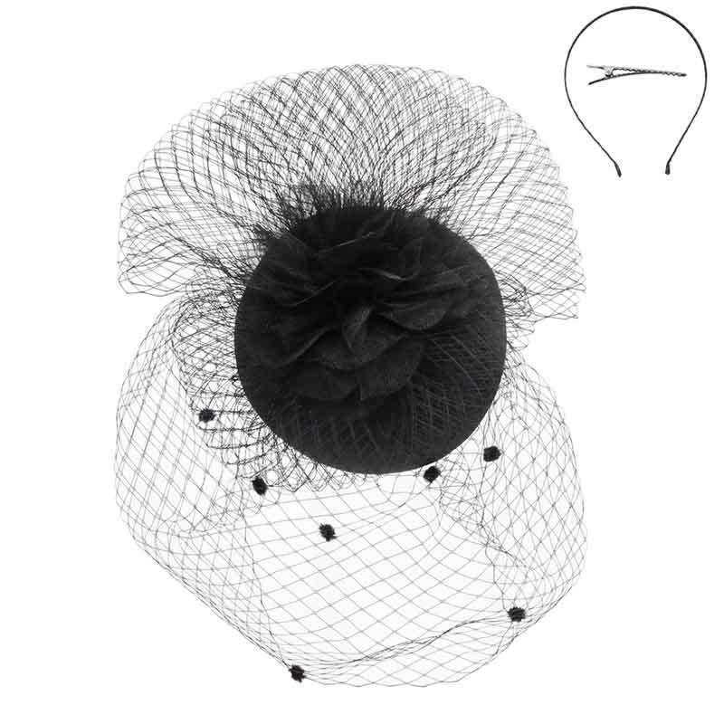 Satin Fascinator with Dotted Netting Veil, Fascinator - SetarTrading Hats 
