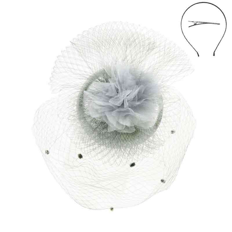 Satin Fascinator with Dotted Netting Veil, Fascinator - SetarTrading Hats 