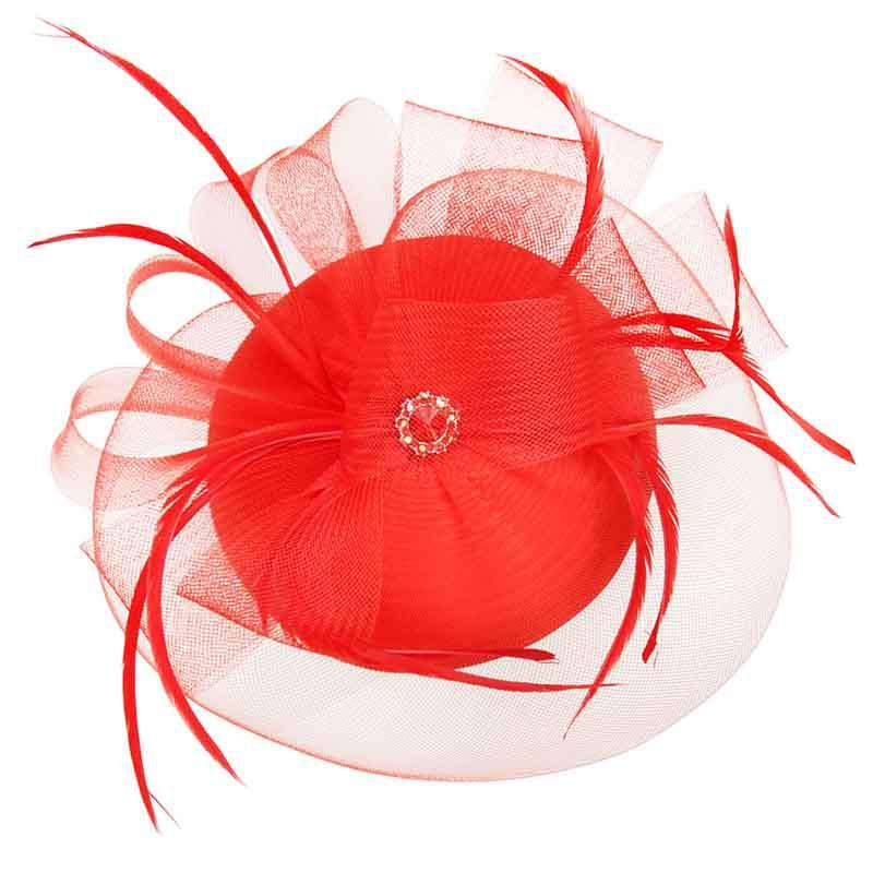 Jewel Accent Small Pill Box Fascinator Fascinator Something Special LA hth2159rd Red  