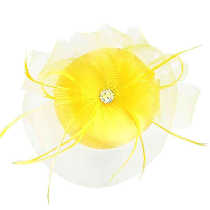 Jewel Accent Small Pill Box Fascinator Fascinator Something Special LA hth2159yw Yellow  