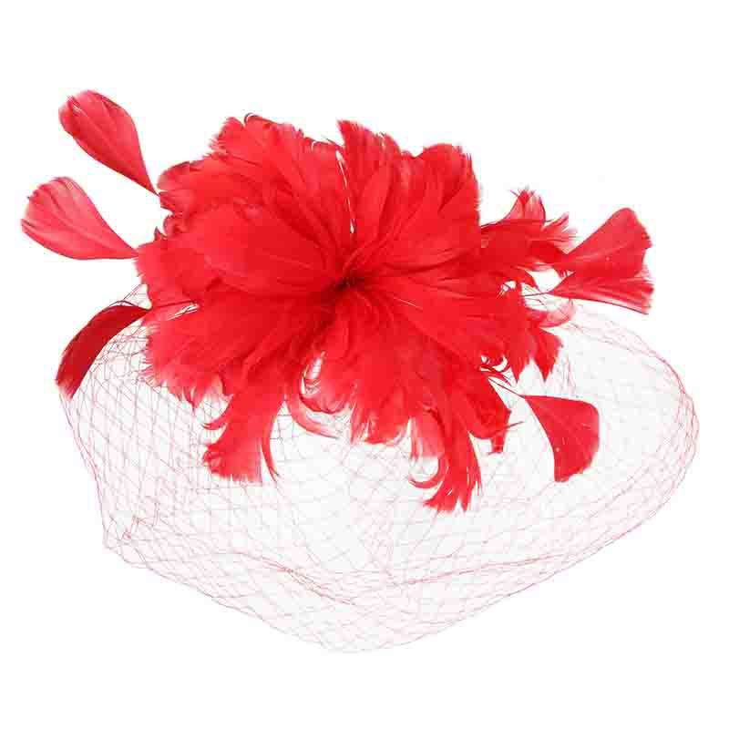 Birds of Feather Fascinator with Full Netting Veil Fascinator Something Special LA hth2160rd Red  