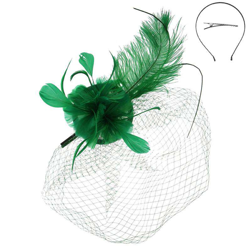 Long Feather Fascinator Fascinator Something Special LA hth2179gn Green  