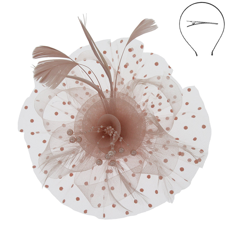 Polka Dot and Beads Fascinator - Sophia Collection Fascinator Something Special LA hth2180pk Pink  