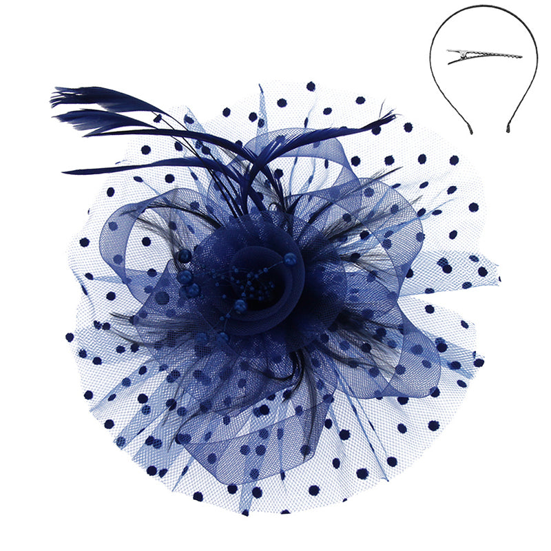 Polka Dot and Beads Fascinator - Sophia Collection Fascinator Something Special LA hth2180rb Royal Blue  