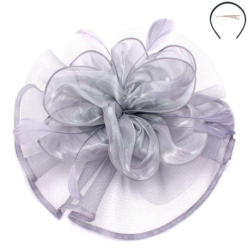 Tulle and Silk Fascinator - Sophia Collection Fascinator Something Special LA hth2182gy Grey  