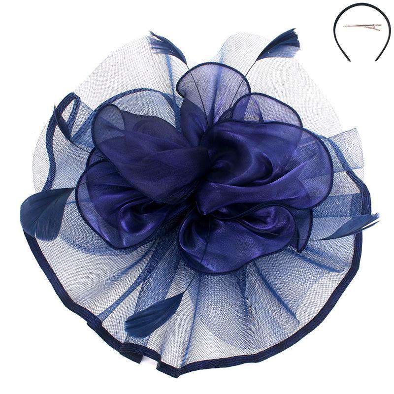 Tulle and Silk Fascinator - Sophia Collection Fascinator Something Special LA hth2182nv Navy  