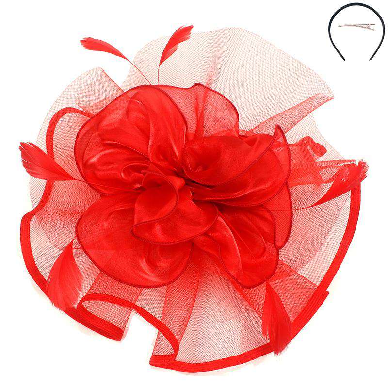 Tulle and Silk Fascinator - Sophia Collection Fascinator Something Special LA hth2182rd Red  