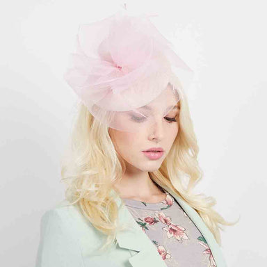 Woven Pillbox Cocktail Hat with High Tulle Accent - Sophia Collection Fascinator Something Special LA    