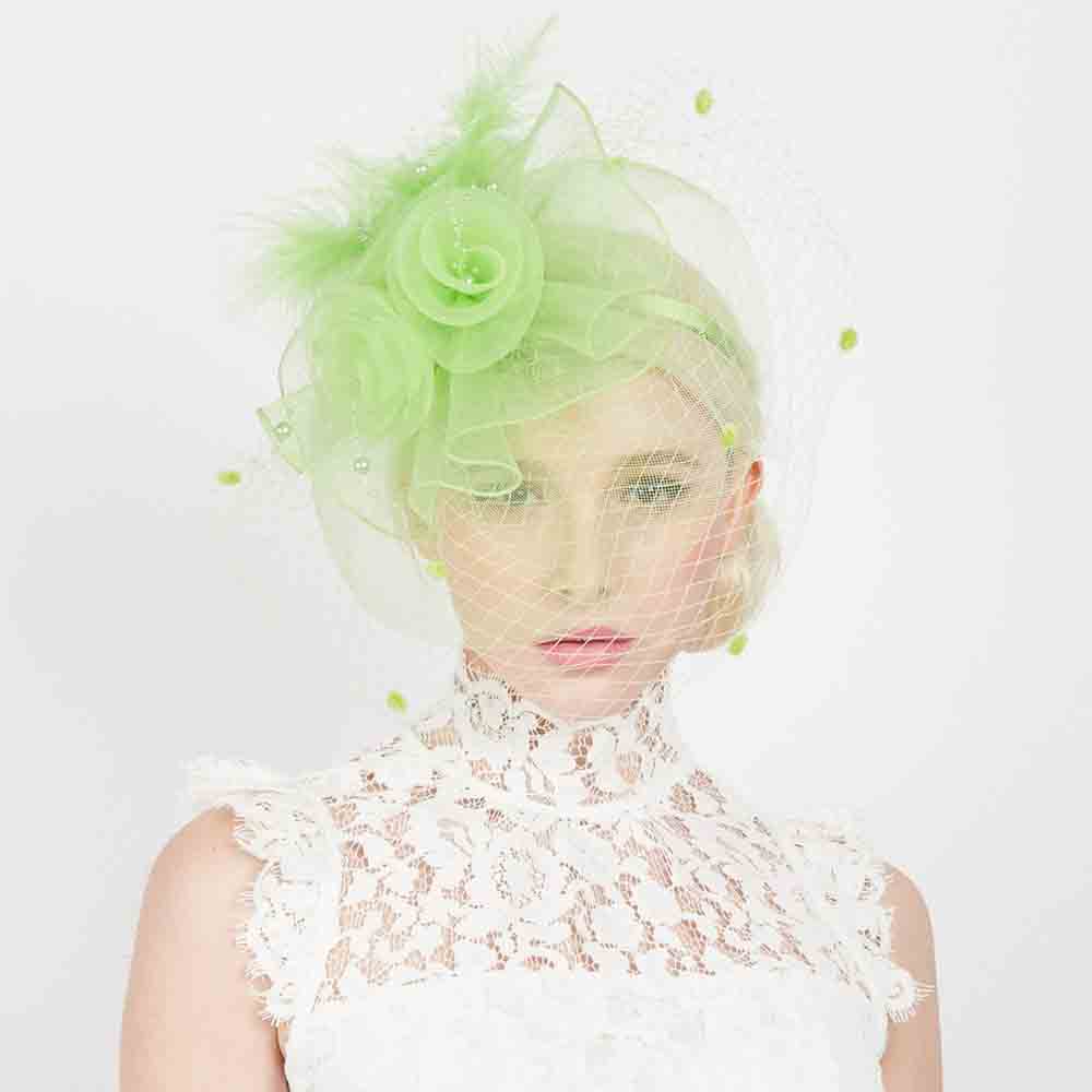 Three Flower Mesh and Netting Veil Fascinator - Something Special, Fascinator - SetarTrading Hats 