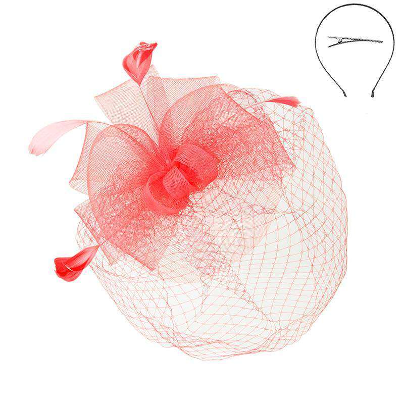 Mesh Bow Fascinator with Netting Veil - Sophia Collection Fascinator Something Special LA HTH2261ph Reach  