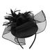 Satin Pillbox Cocktail Hat with Feather Flower - Sophia Collection Fascinator Something Special LA HTH2265BK Black  