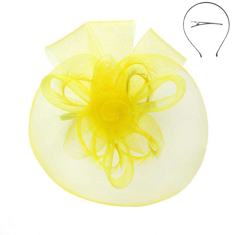 Double Flower Mesh Veil Fascinator Fascinator Something Special LA hth2271yw Yellow  